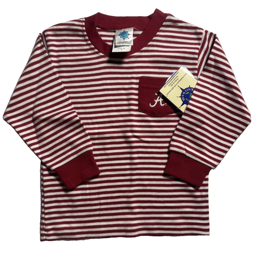 Alabama Crimson Tide Toddler 3T Red White Striped Long Sleeve Shirt NWT